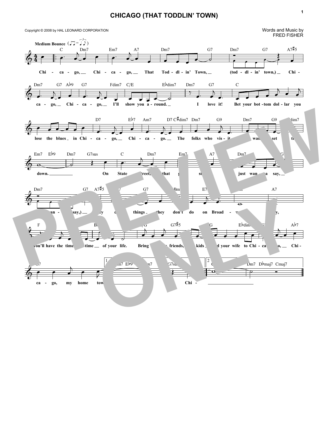 Chicago (That Toddlin' Town) (Lead Sheet / Fake Book) von Frank Sinatra