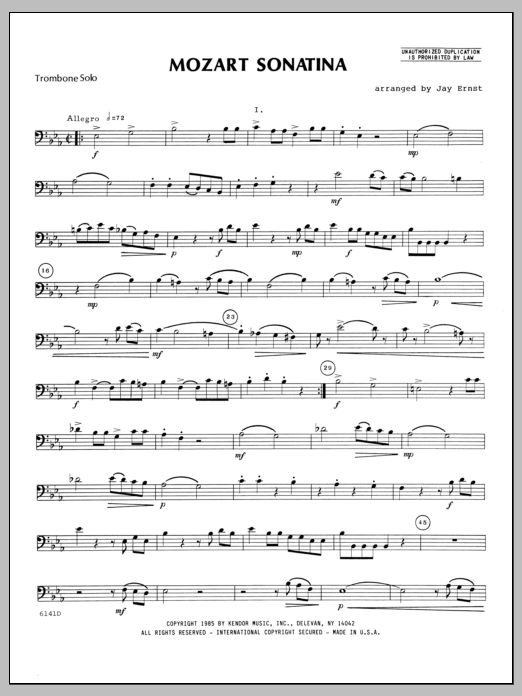 Mozart Sonatina - Trombone (Brass Solo) von Ernst