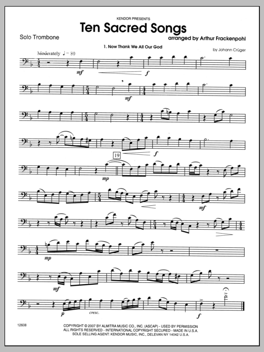 Ten Sacred Songs - Trombone (Brass Solo) von Arthur Frackenpohl