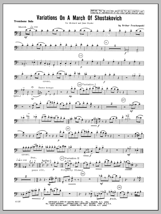 Variations On A March Of Shostakovich - Trombone (Brass Solo) von Arthur Frackenpohl