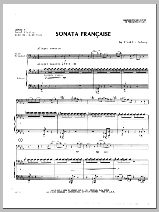 Sonata Francaise - Piano (Brass Solo) von Delong