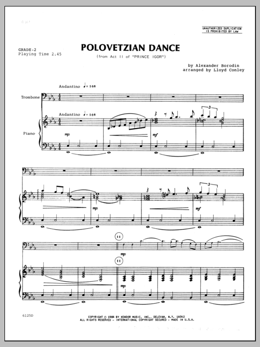Polovetzian Dance (from Act II of Prince Igor) - Piano (Brass Solo) von Conley