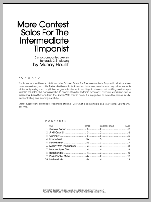 More Contest Solos For The Intermediate Timpanist (Percussion Solo) von Houllif