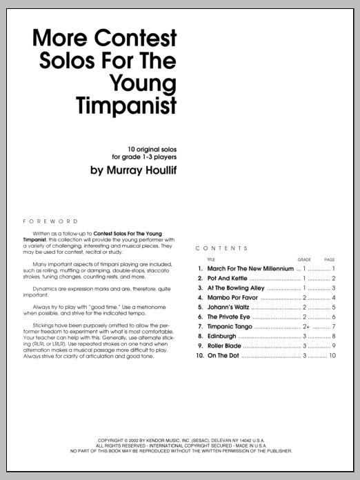 More Contest Solos For The Young Timpanist (Percussion Solo) von Houllif