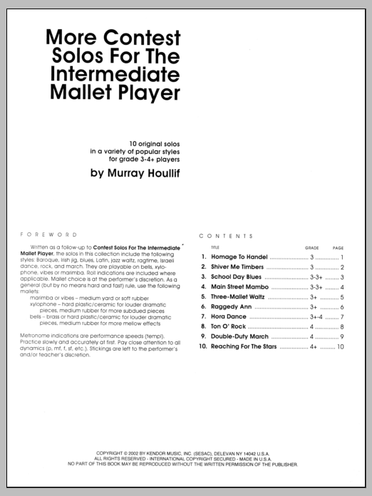 More Contest Solos For The Intermediate Mallet Player (Percussion Solo) von Houllif