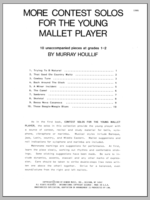 More Contest Solos For The Young Mallet Player (Percussion Solo) von Houllif