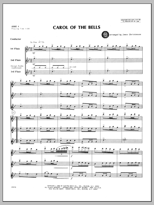 Carol of the Bells - Full Score (Woodwind Ensemble) von Christensen