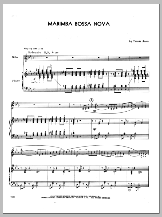 Marimba Bossa Nova - Piano (Percussion Solo) von Tom Brown