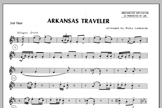 Arkansas Traveler - Flute 2 (Woodwind Ensemble) von Lombardo