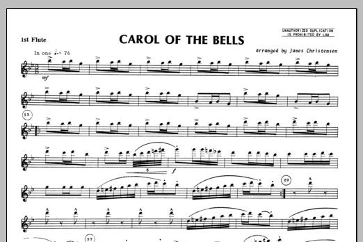 Carol of the Bells - Flute 1 (Woodwind Ensemble) von Christensen
