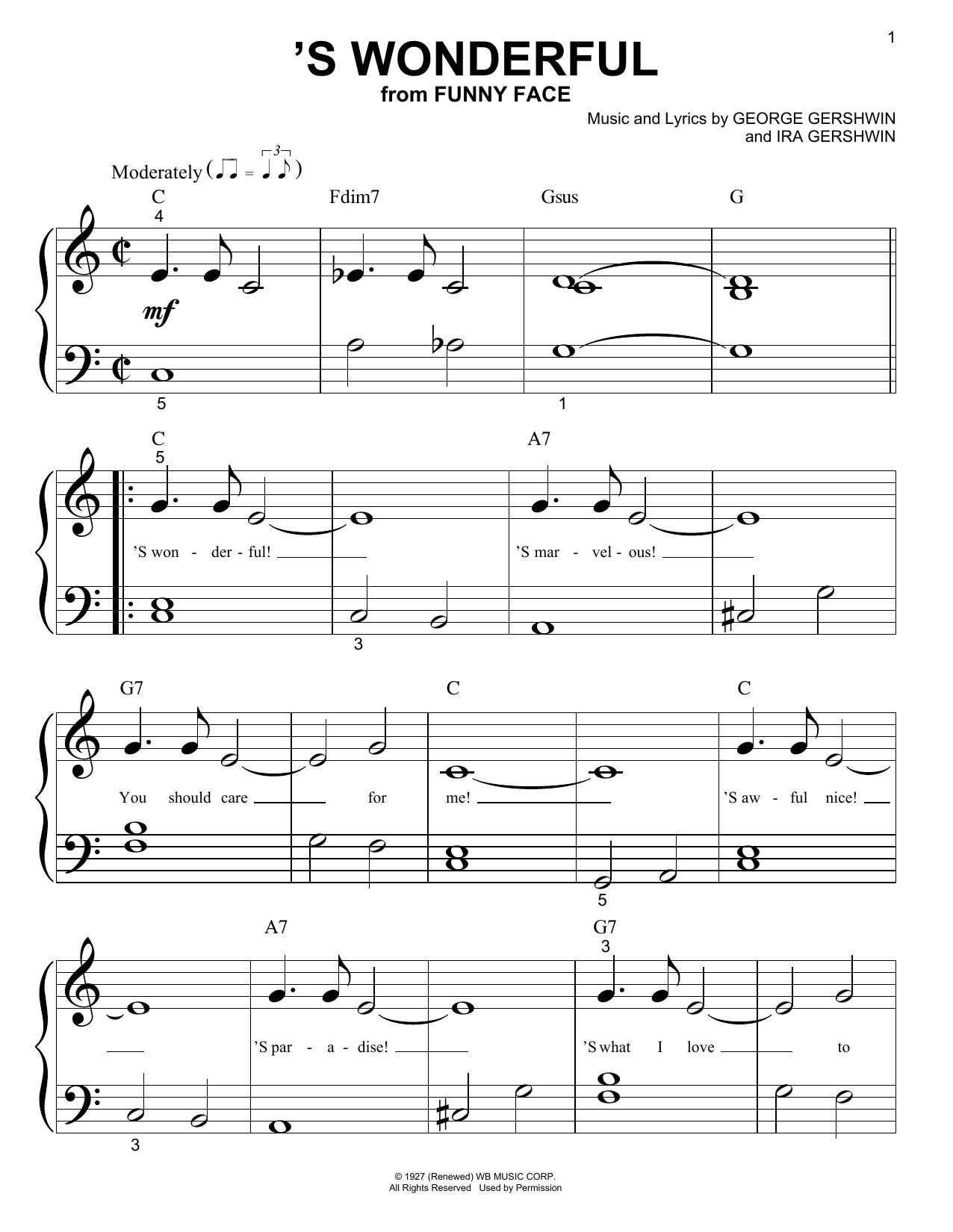 'S Wonderful (Big Note Piano) von George Gershwin