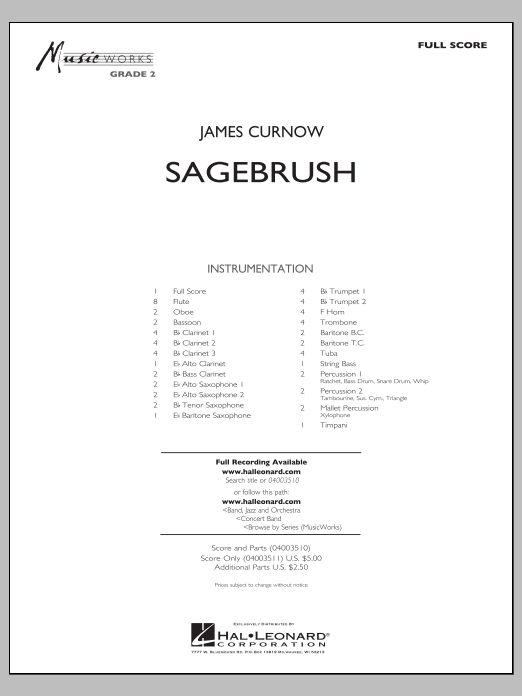 Sagebrush - Full Score (Concert Band) von James Curnow