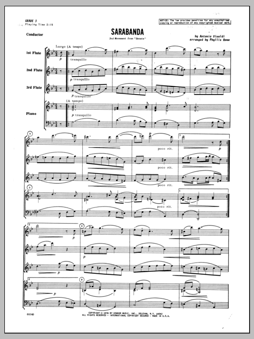 Sarabanda - Full Score (Woodwind Ensemble) von Phyllis Rowe
