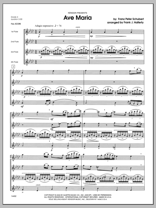 Ave Maria - Full Score (Woodwind Ensemble) von Halferty