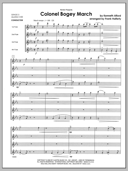 Colonel Bogey March - Full Score (Woodwind Ensemble) von Alford