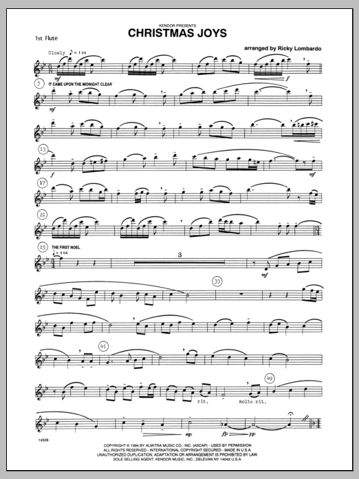Christmas Joys - Flute 1 (Woodwind Ensemble) von Lombardo