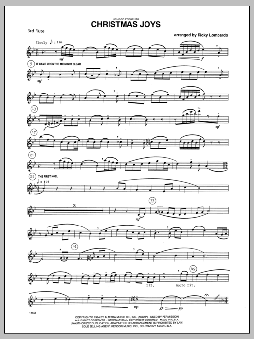 Christmas Joys - Flute 3 (Woodwind Ensemble) von Lombardo