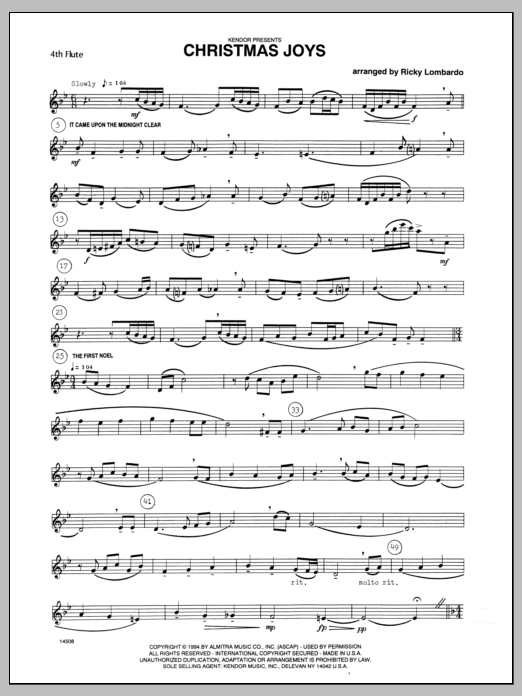 Christmas Joys - Flute 4 (Woodwind Ensemble) von Lombardo