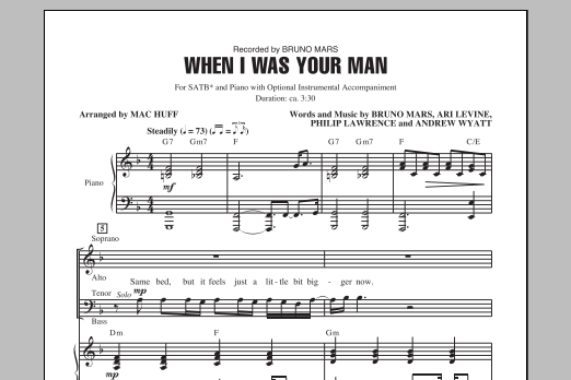 When I Was Your Man (arr. Mac Huff) (SATB Choir) von Bruno Mars