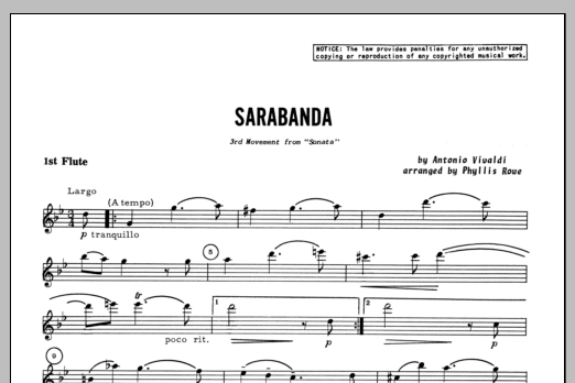 Sarabanda - Flute 1 (Woodwind Ensemble) von Phyllis Rowe