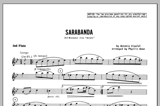 Sarabanda - Flute 2 (Woodwind Ensemble) von Phyllis Rowe