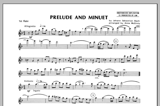 Prelude And Minuet - Flute 1 (Woodwind Ensemble) von Bach