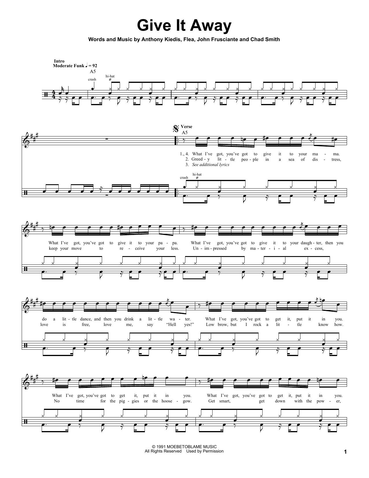 Give It Away (Drums Transcription) von Red Hot Chili Peppers