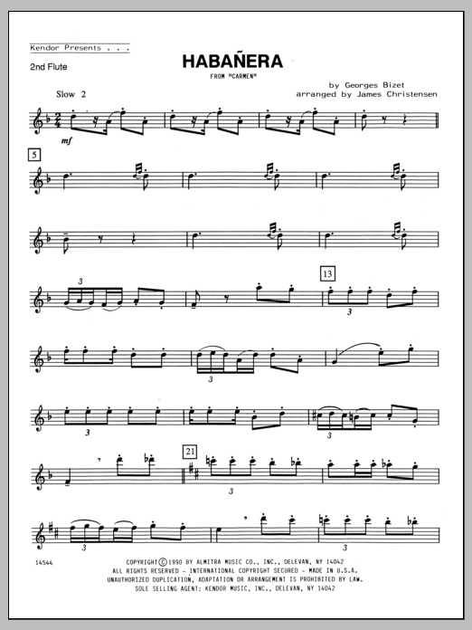 Habanera (from Carmen) - Flute 2 (Woodwind Ensemble) von Christensen