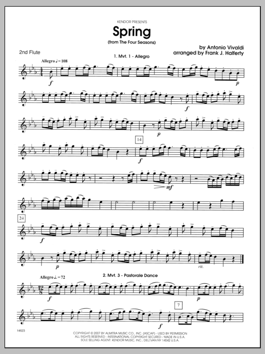 Spring (from The Four Seasons) - Flute 2 (Woodwind Ensemble) von Halferty