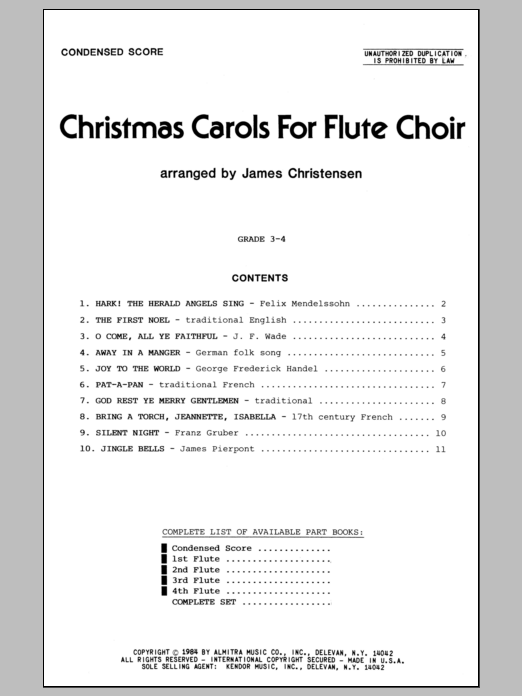 Christmas Carols For Flute Choir/Cond Score - Full Score (Woodwind Ensemble) von Christensen