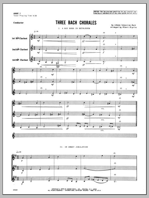 Three Bach Chorales - Full Score (Woodwind Ensemble) von Bigelow