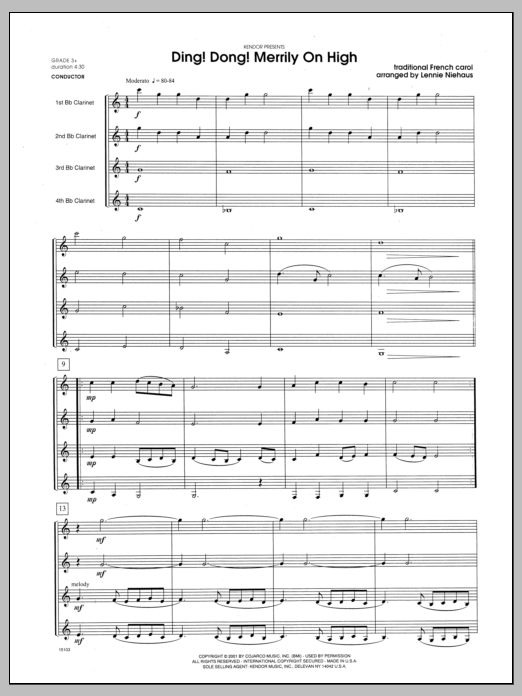 Ding! Dong! Merrily On High - Full Score (Woodwind Ensemble) von Niehaus