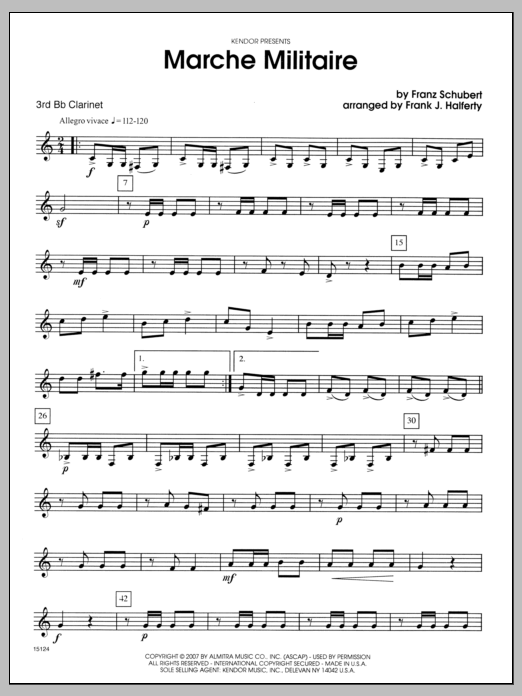 March Militaire - Clarinet 3 (Woodwind Ensemble) von Halferty