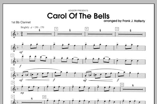 Carol of the Bells - Clarinet 1 (Woodwind Ensemble) von Halferty