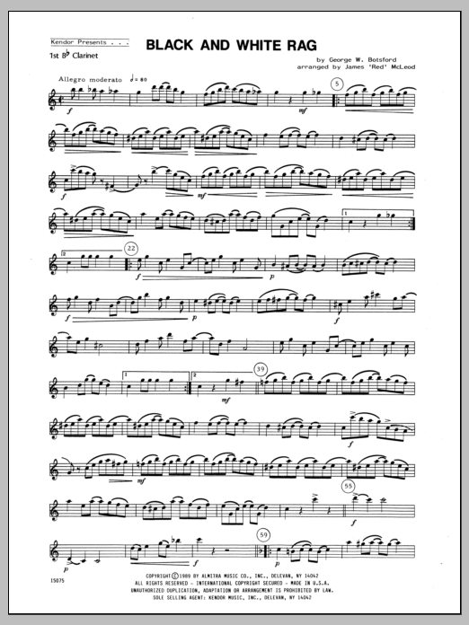 Black And White Rag - Clarinet 1 (Woodwind Ensemble) von McLeod