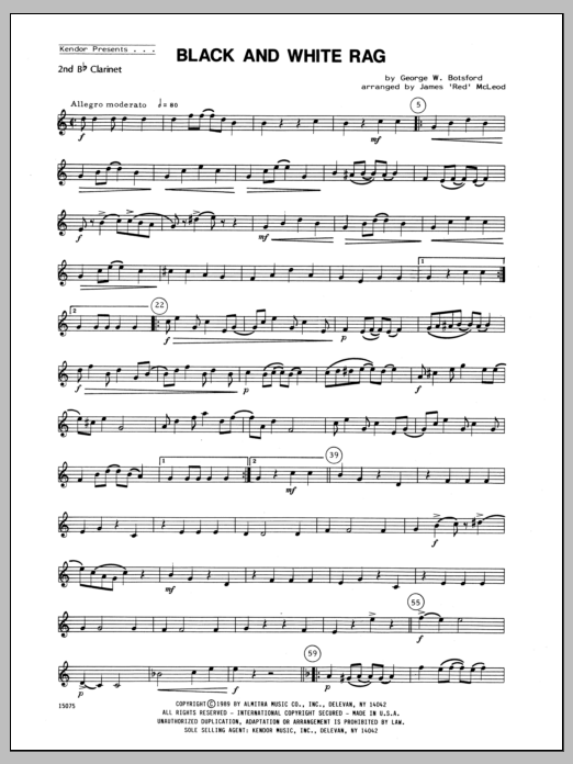 Black And White Rag - Clarinet 2 (Woodwind Ensemble) von McLeod