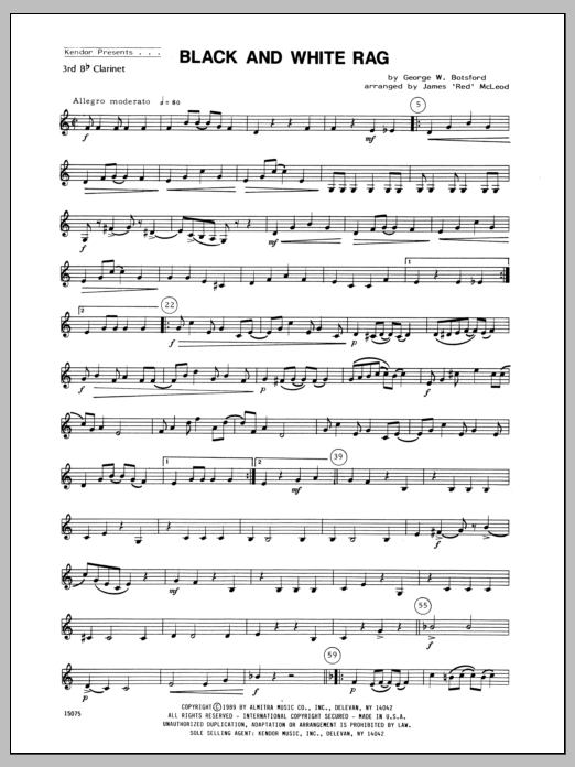 Black And White Rag - Clarinet 3 (Woodwind Ensemble) von McLeod