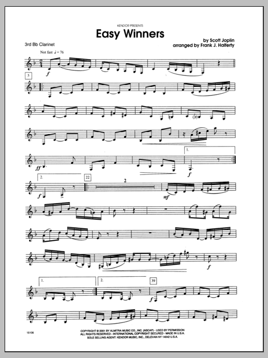 Easy Winners - Clarinet 3 (Woodwind Ensemble) von Halferty
