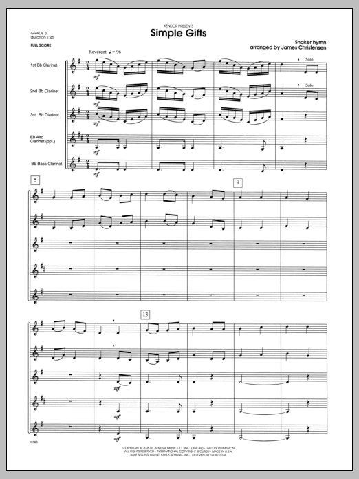 Simple Gifts - Full Score (Woodwind Ensemble) von Christensen