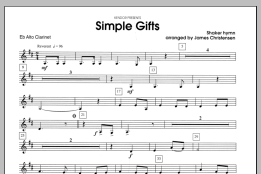Simple Gifts - Eb Alto Clarinet (Woodwind Ensemble) von Christensen
