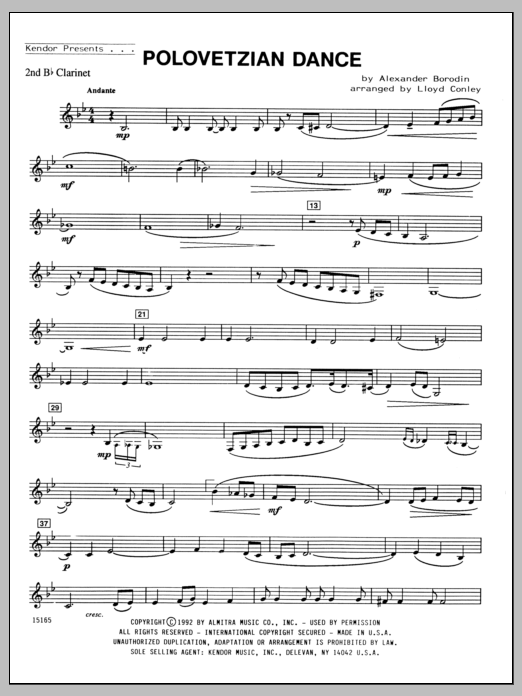 Polovetzian Dance - Clarinet 2 (Woodwind Ensemble) von Conley