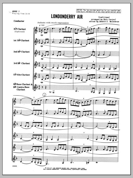 Londonderry Air - Full Score (Woodwind Ensemble) von Casteel