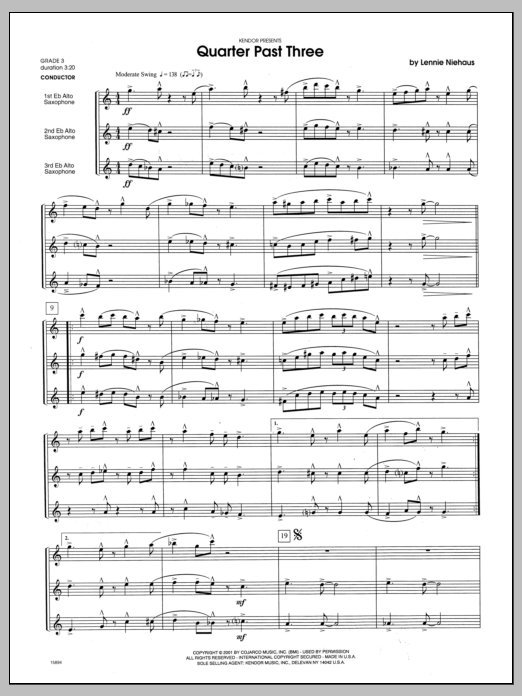Quarter Past Three - Full Score (Woodwind Ensemble) von Niehaus