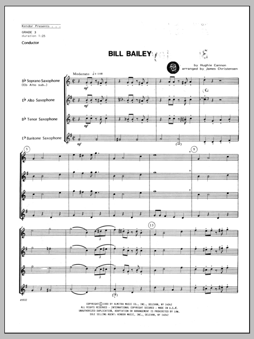 Bill Bailey - Full Score (Woodwind Ensemble) von Christensen