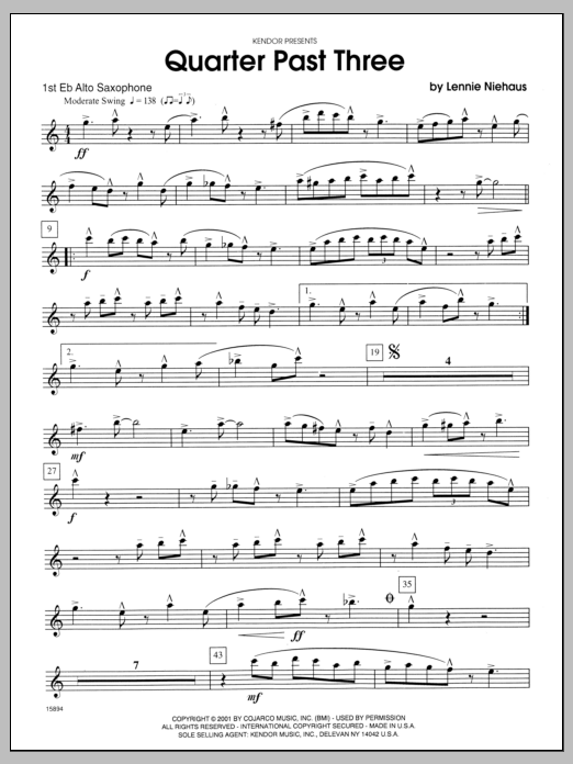 Quarter Past Three - Alto Sax 1 (Woodwind Ensemble) von Niehaus