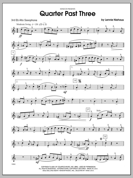 Quarter Past Three - Alto Sax 3 (Woodwind Ensemble) von Niehaus