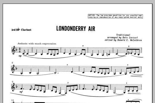 Londonderry Air - Clarinet 3 (Woodwind Ensemble) von Casteel