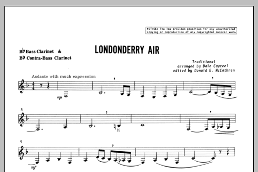 Londonderry Air - Bass Clarinet (Woodwind Ensemble) von Casteel