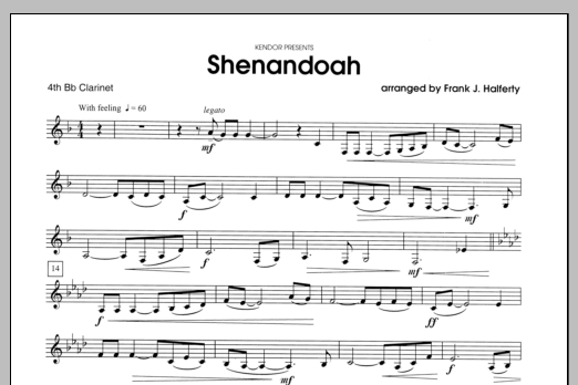 Shenandoah - Clarinet 4 (Woodwind Ensemble) von Halferty