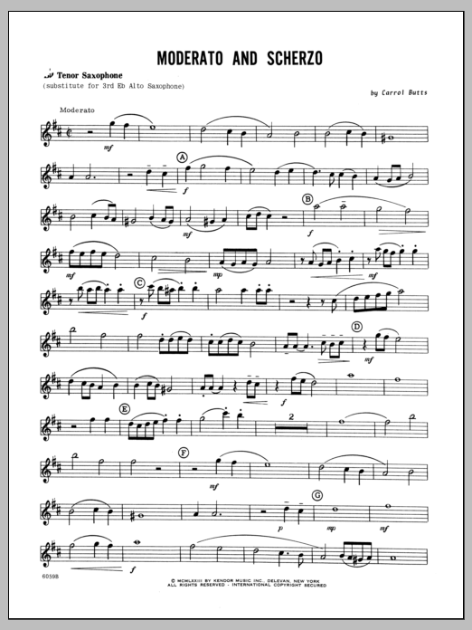 Moderato And Scherzo - Tenor Sax (Woodwind Ensemble) von Butts
